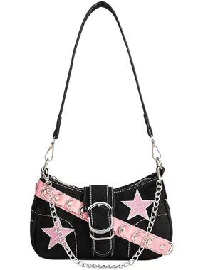 Cute Y2k Purse, Black y2k Shoulder Bag Crossbody Purse, Y2Ks Accessories Goth Pu